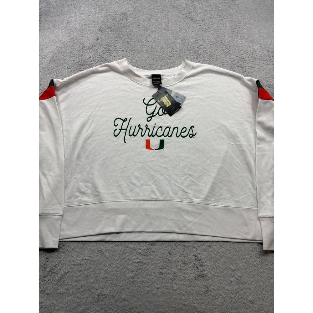 Captivating Miami Hurricanes White Boxy Cropped Sweatshirt Womens‎ 2XL NWT NCAA